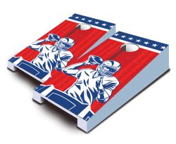 "Red, White and Blue American Football" Tabletop Cornhole Set